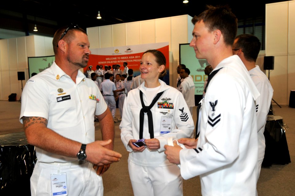 US Navy 110519-N-SF508-052 U.S. Sailors speak to a member of the Australian navy