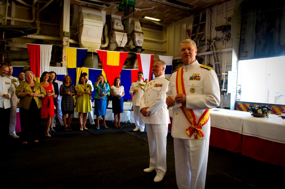 US Navy 110524-N-ZB612-366 Chief of Naval Operations (CNO) Adm. Gary Roughead, right, delivers a toast