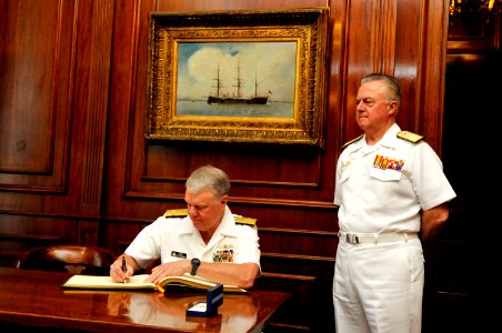 US Navy 110523-N-ZB612-040 Chief of Naval Operations (CNO) Adm. Gary Roughead signs a guest book photo
