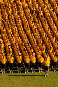 US Navy 110520-N-GS507-784 Staff and students at the Center for Information Dominance (CID) Corry Station participate in morning colors during the