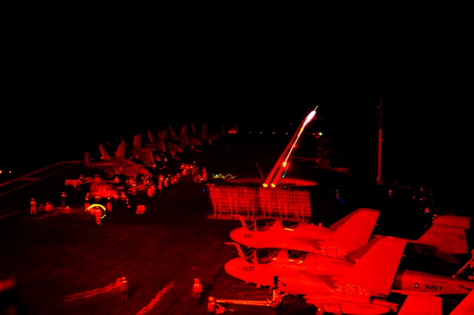 US Navy 110519-N-UO379-012 An F-A-18C Hornet assigned to the Death Rattlers of Marine Fighter Attack Squadron (VMFA) 323 launches from the aircraft