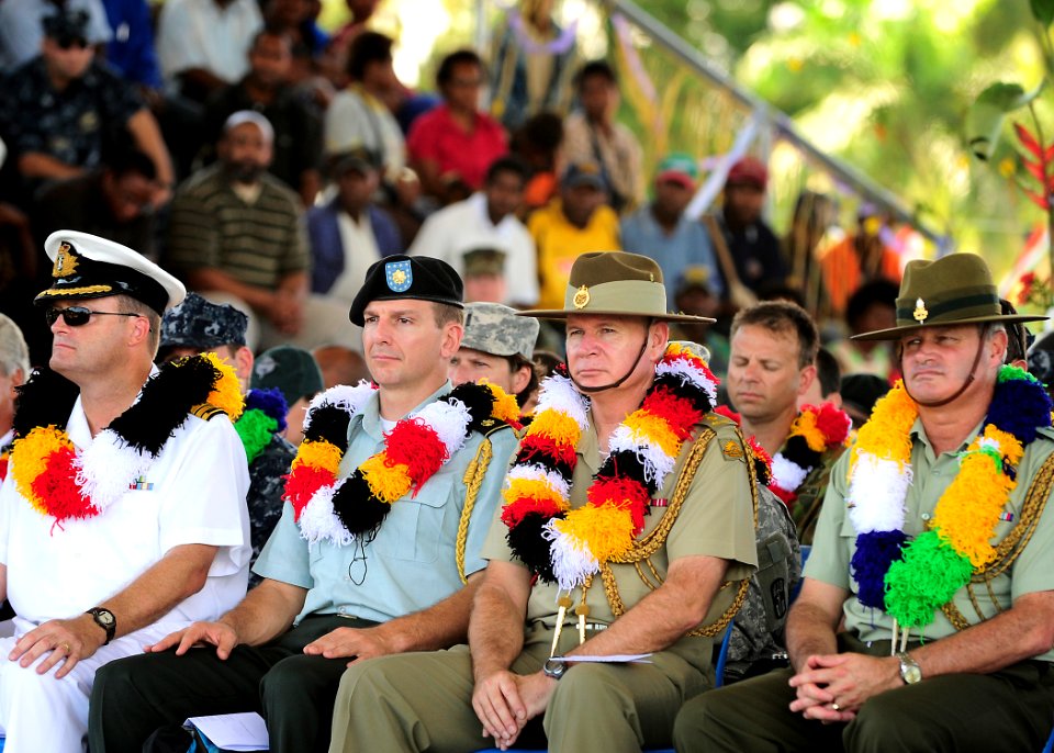 US Navy 110520-F-HS649-263 Pacific Partnership 2011 members listen to remarks during the Papua New Guinea Pacific Partnership 2011 opening ceremony