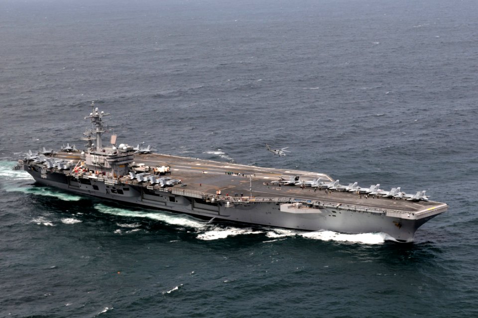 US Navy 110520-N-QL471-863 An MH-60S Sea Hawk helicopter assigned to Helicopter Sea Combat Squadron (HSC) 9 takes off from the aircraft carrier USS
