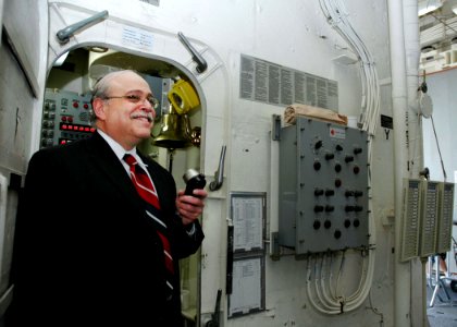 US Navy 110526-N-JP566-155 Rabbi Gerald Sussman, from Temple Emanuel Staten Island, N.Y., gives a blessing of the fleet over the 1MC system aboard
