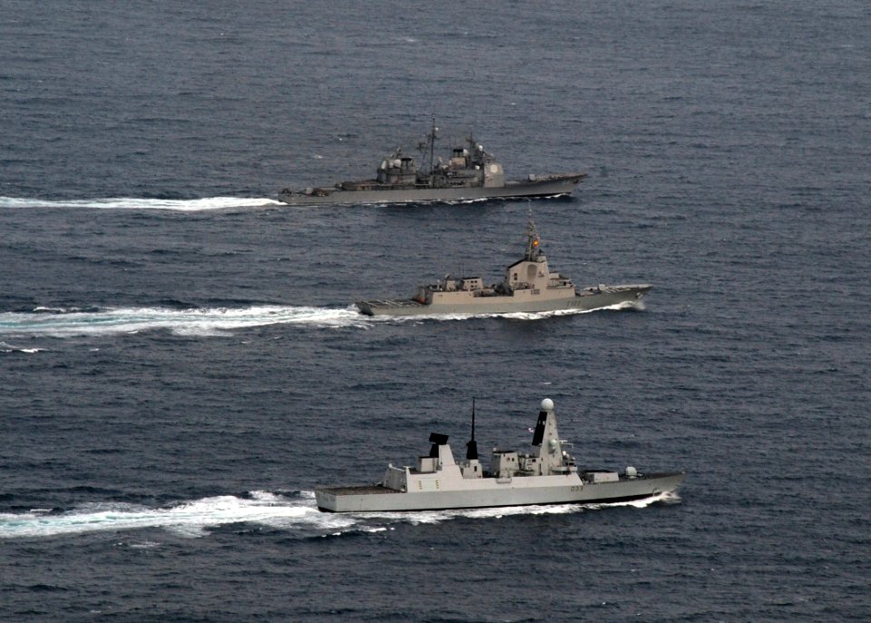 US Navy 110520-N-VQ827-199 NATO ships are underway in formation during the British navy-sponsored joint exercise Saxon Warrior 11