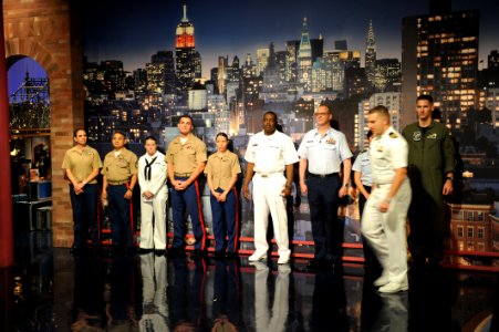 US Navy 110525-N-GO025-011 Sailors, Marines and Coast Guardsmen rehearse for the Late Show top ten as part of Fleet Week 2011. Fleet Week has been