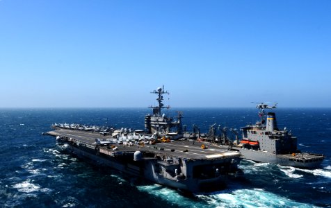 US Navy 110527-N-OI955-894 The Nimitz-class aircraft carrier USS John C. Stennis (CVN 74) and the Military Sealift Command fleet replenishment oile