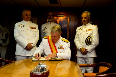 US Navy 110524-N-ZB612-353 Chief of Naval Operations (CNO) Adm. Gary Roughead signs the guest book photo