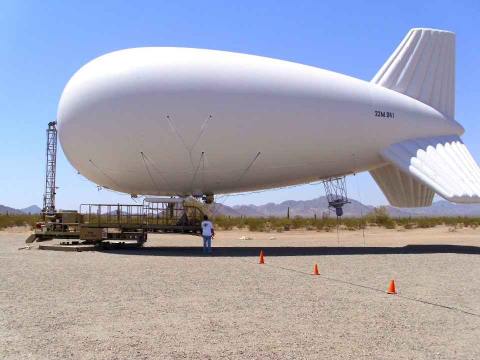 US Navy 110525-O-GR159-001 A Persistent Ground Surveillance System (PGSS) aerostats undergoes pre-deployment testing at a U.S. Naval Air Systems Co