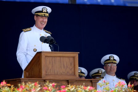 US Navy 110527-N-OA833-006 Vice Adm. Michael Miller, superintendent of the U.S. Naval Academy, address graduates during the 2011 graduation and com photo