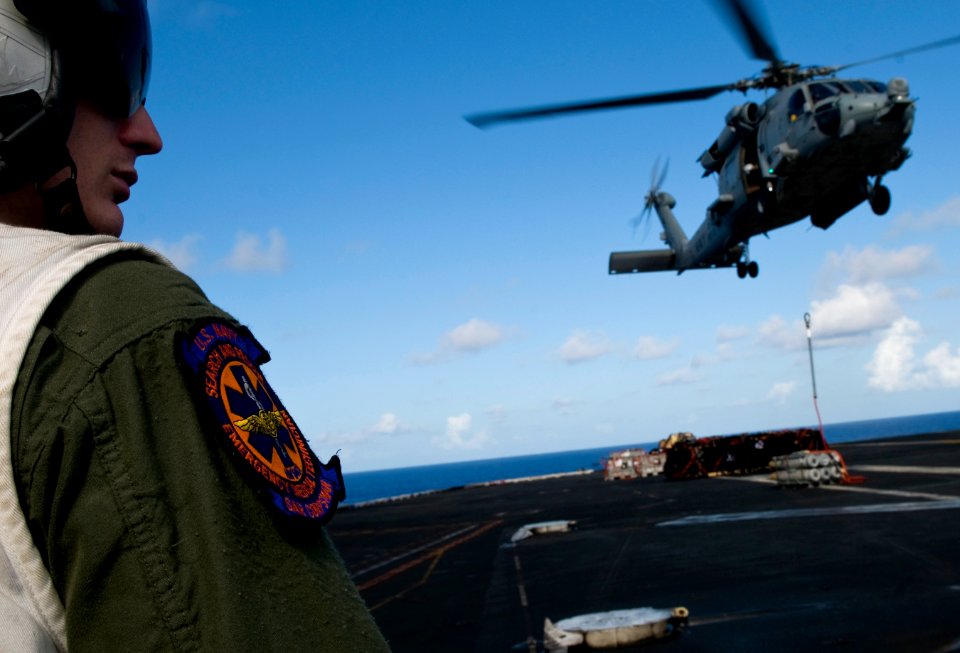 US Navy 110602-N-GZ277-133 Hospital Corpsman 2nd Class Richard O'Dell, assigned to Helicopter Anti-Submarine Squadron (HS) 15