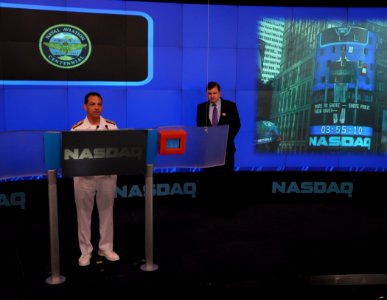 US Navy 110531-N-VK779-146 ear Adm. Herman A. Shelanski, commander of Carrier Strike Group 10, speaks at the National Association of Securities Dea