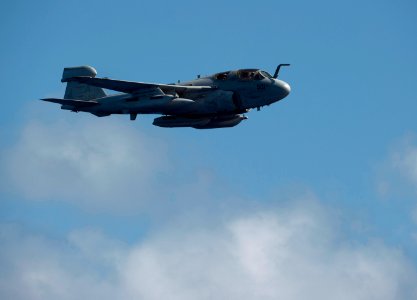 US Navy 110603-N-DR144-089 An EA-6B Prowler flies past USS Carl Vinson (CVN 70) during an air power demonstration