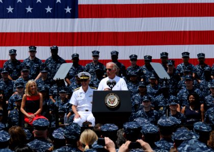 US Navy 110604-N-IZ292-315 Vice President Joe Biden speaks to U.S. and NATO services members and their families at Naval Support Activity, Naples, photo