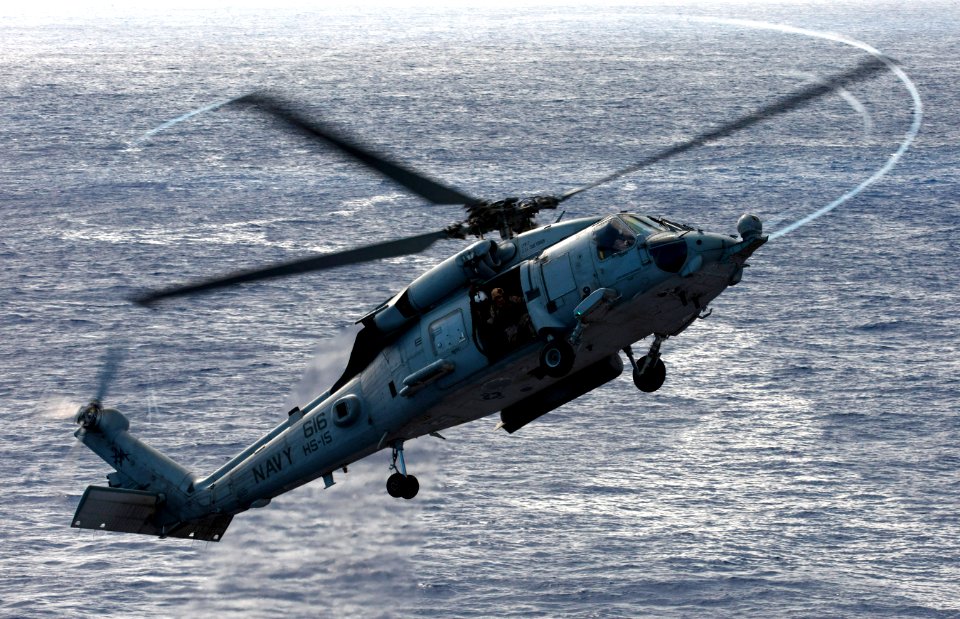 US Navy 110606-N-TU221-586 An HH-60H Sea Hawk helicopter assigned to Helicopter Anti-submarine squadron (HS) 15 maneuvers during an air power demon