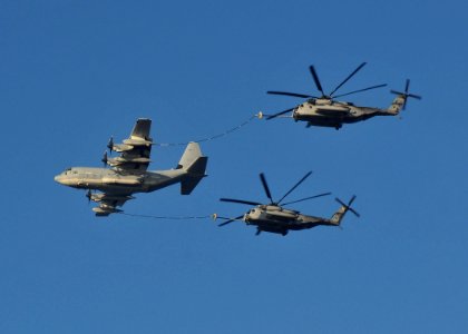 US Navy 110610-N-KA046-002 Two MH-53E Super Stallion helicopters assigned to Marine Medium Tiltrotor Squadron (VMM) 263 (Reinforced), 22nd Marine E