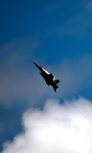 US Navy 110611-N-TU221-673 An F-A-18F Super Hornet maneuvers over the Nimitz-class aircraft carrier USS Carl Vinson (CVN 70) during a tiger cruise