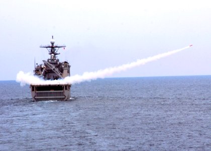 US Navy 110611-N-VY256-145 The amphibious dock landing ship USS Tortuga (LSD 46) launches a target drone during a Cooperation Afloat Readiness and photo