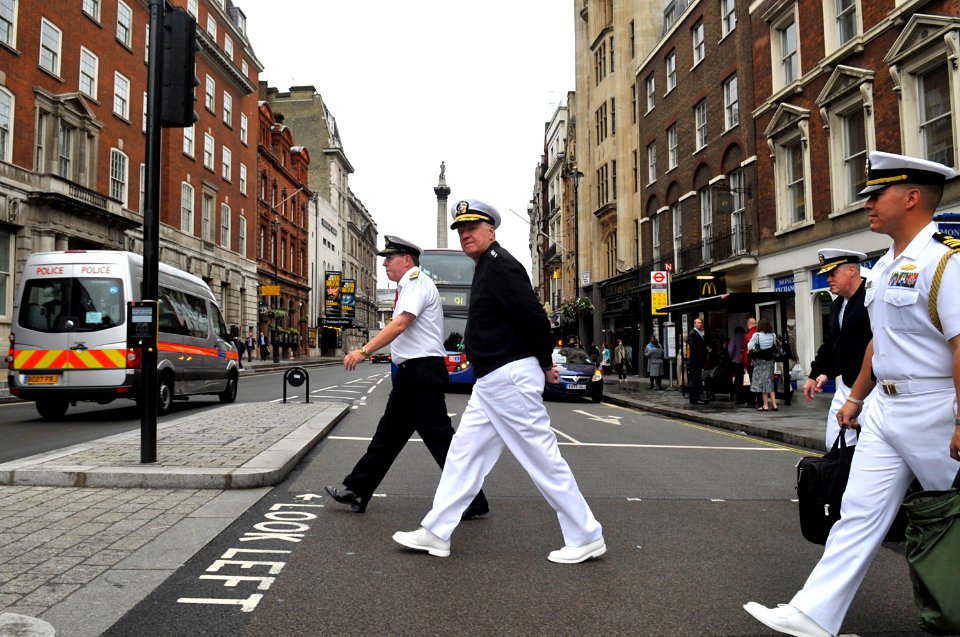 US Navy 110613-N-ZB612-007 Chief of Naval Operations (CNO) Adm. Gary Roughead walks with First Sea Lord and Chief of Naval Staff of the Royal Navy