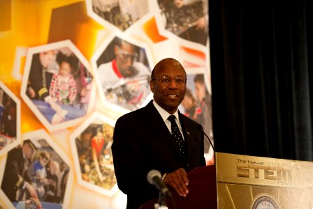 US Navy 110615-N-PO203-101 Dr. Clifford Stanley, Under Secretary of Defense for Personnel and Readiness, delivers remarks at the Office of Naval Re