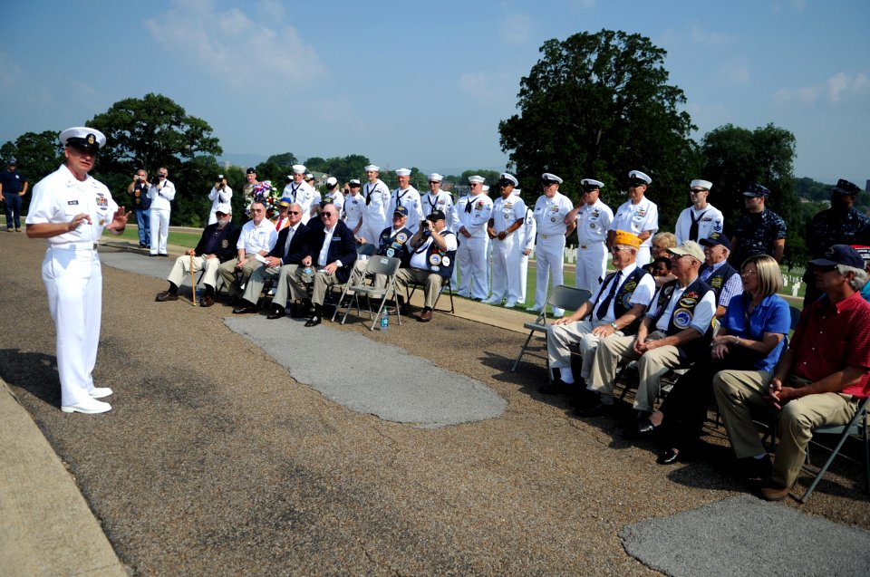 US Navy 110613-N-AD372-440 Master Chief Petty Officer of the Navy (MCPON) Rick D. West speaks at a wreath laying ceremony honoring submarine vetera