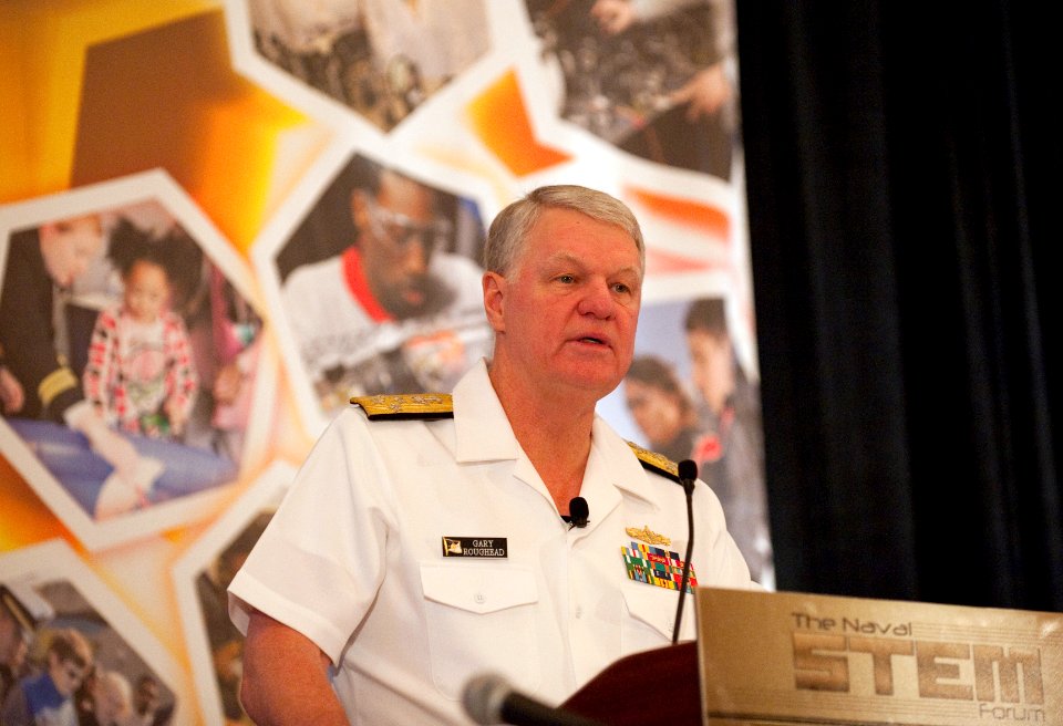 US Navy 110616-N-PO203-043 Chief of Naval Operations (CNO) Adm. Gary Roughead addresses nearly 600 leaders in academia, business and government dur
