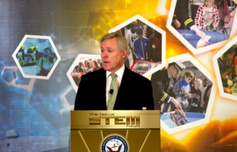 US Navy 110615-N-PO203-214 Secretary of the Navy (SECNAV) the Honorable Ray Mabus presents the Department of the Navy science, technology, engineer