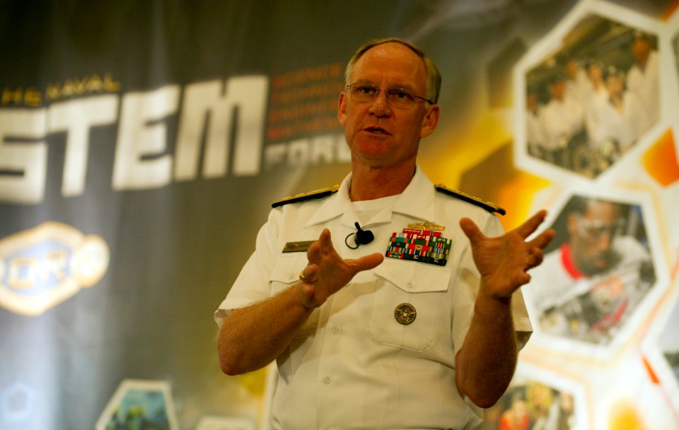 US Navy 110615-N-PO203-043 Rear Adm. Nevin Carr, Chief of Naval Research, delivers opening remarks at the Office of Naval Research-hosted Naval Sci