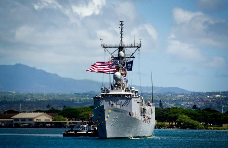 US Navy 110620-N-RI884-016 The guided-missile frigate USS Rueben James (FFG 57) returns to homeport at Joint Base Pearl Harbor-Hickam after a five