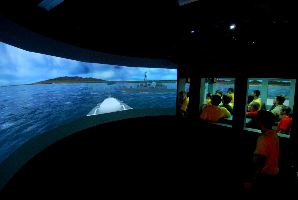 US Navy 110620-N-OA833-001 Students in the U.S. Naval Academy annual Summer Seminar program participate in the ship handling simulation workshop