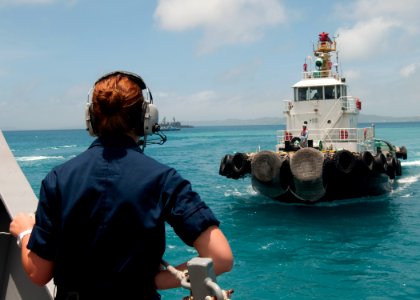 US Navy 110623-N-EA192-008 Fire Controlman 3rd Class Sarah Wells, assigned to the weapons department of the guided-missile destroyer USS Fitzgerald photo