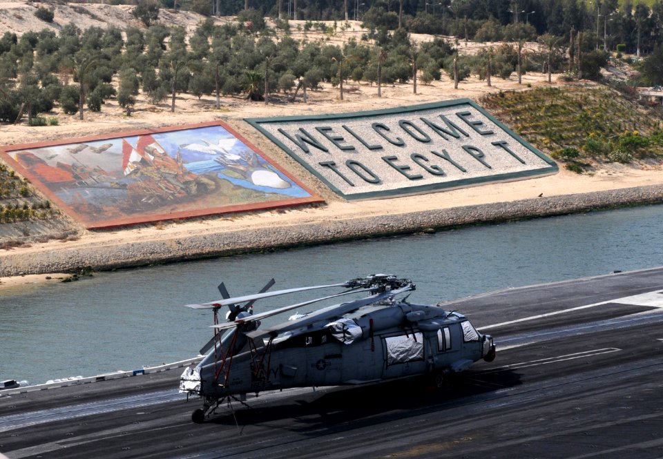 US Navy 110618-N-QL471-019 USS George H.W. Bush (CVN 77) transits the Suez Canal