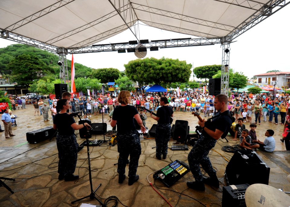 US Navy 110624-N-NY820-400 U.S. Fleet Forces Band members perform during a town festival during a Continuing Promise 2011 community service event