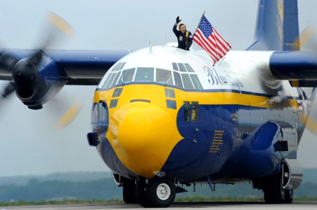 US Navy 110624-N-IR859-012 Marine Gunnery Sgt. Joe Alley, a C-130 navigator assigned to the U.S. Navy flight demonstration squadron, the Blue Angel