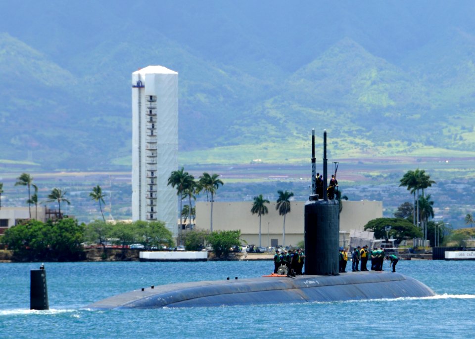 US Navy 110621-N-UK333-218 USS Columbia (SSN 771) departs Joint Base Pearl Harbor-Hickam for a scheduled six-month deployment to the western Pacifi
