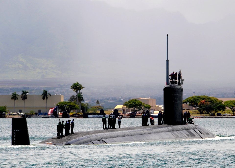 US Navy 110623-N-UK333-098 The Virginia-class submarine USS Texas (SSN 775) departs Joint Base Pearl Harbor-Hickam for a scheduled western Pacific
