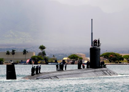 US Navy 110623-N-UK333-098 The Virginia-class submarine USS Texas (SSN 775) departs Joint Base Pearl Harbor-Hickam for a scheduled western Pacific