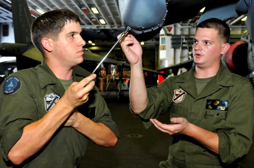 US Navy 110625-N-ER662-139 Lance Cpl. Kevin Caudell, left, and Lance Cpl. Andrew Shultz, both assigned to Marine Attack Squadron (VMA) 214, perform