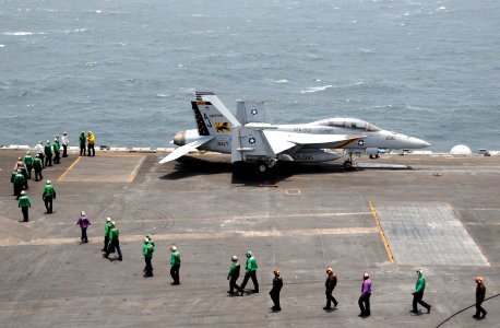 US Navy 110628-N-QL471-141 Sailors participate in flight deck safety drills aboard the aircraft carrier USS George H.W. Bush (CVN 77)