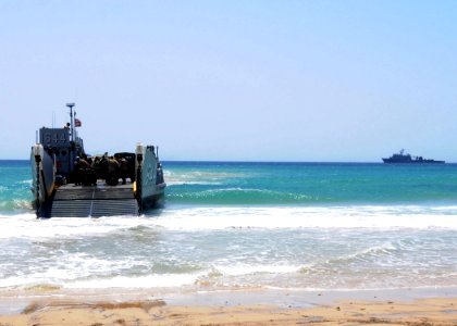 US Navy 110628-N-KA046-014 A landing craft utility (LCU) assigned to Assault Craft Unit (ACU) 2, embarked aboard the dock landing ship USS Whidbey