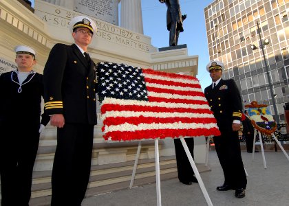 US Navy 110624-N-ZI300-160 Cmdr. Jeff Scudder, commanding officer of guided-missle frigate USS Thach (FFG 43), and Cmdr. Roy Love, commanding offic