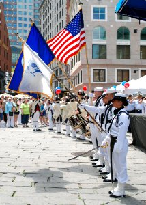 US Navy 110629-N-AU127-123 The color guard assigned to USS Constitution performs at Faneuil Hall Marketplace during the opening ceremony of Boston