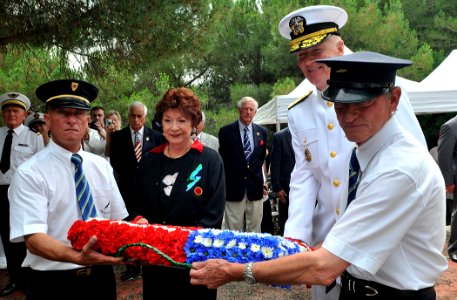 US Navy 110704-N-AG285-155 Rear Adm. James G. Foggo, deputy commander of U.S. 6th fleet, participates in a memorial service honoring American aviat