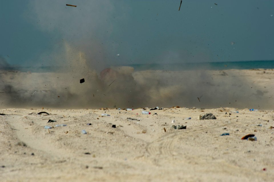 US Navy 110629-N-YX920-140 A demolition charge is detonated by Sailors during explosive ordnance disposal training for counter-improvised explosive