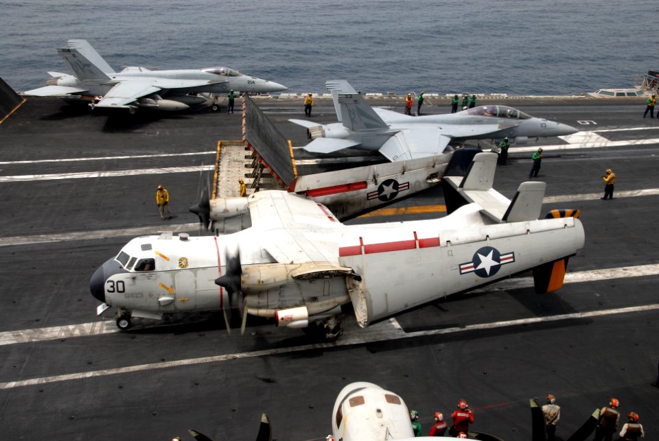 US Navy 110702-N-KF029-022 Aircraft assigned to Carrier Air Wing (CVW) 14 prepare to catapult from the aircraft carrier USS Ronald Reagan (CVN 76)