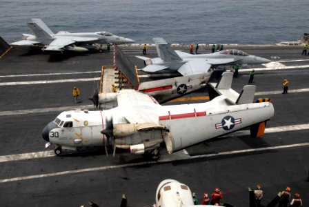US Navy 110702-N-KF029-022 Aircraft assigned to Carrier Air Wing (CVW) 14 prepare to catapult from the aircraft carrier USS Ronald Reagan (CVN 76)