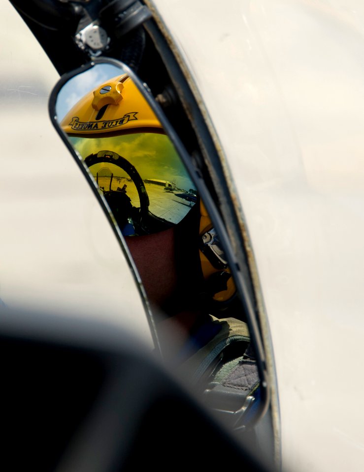 US Navy 110707-N-BA418-008 Lt. Rob Kurrle waits to taxi an F-A-18 Hornet for a practice demonstration over Pensacola Beach, Fla