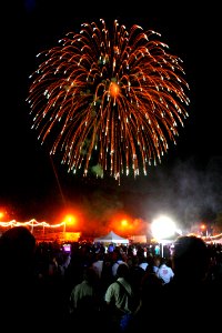 US Navy 110704-N-IZ292-016 Spectators watch a fireworks display at Carney Park during the Star Spangled Independence Day celebration at Naval Suppo photo