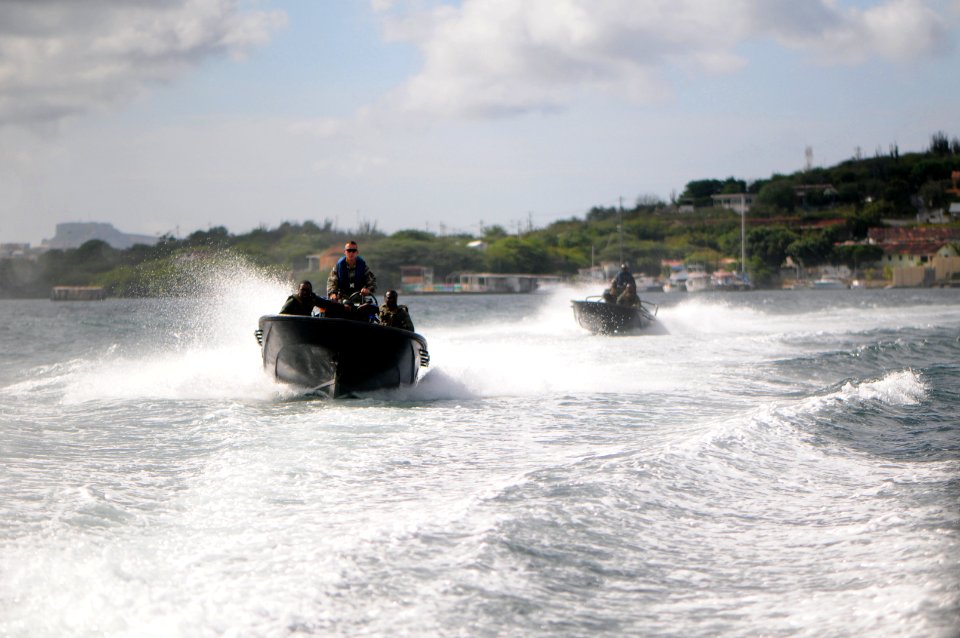 US Navy 110707-N-YO394-246 Dutch marines and Sailors from Riverine Squadron (RIVRON) 3 transit St. Anna Bay during a transit exercise. RIVRON-3 i