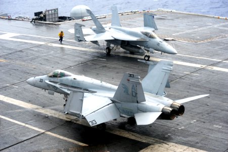 US Navy 110714-N-AU622-043 F-A-18E Super Hornets assigned to the Gladiators of Strike Fighter Squadron (VFA) 106